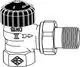 Thermostatventilunterteil in Eckform mit einem Anschluss für die Rohrleitung, hergestellt von IMI Hydronic Engineering. Design für Heizungsanlagen.